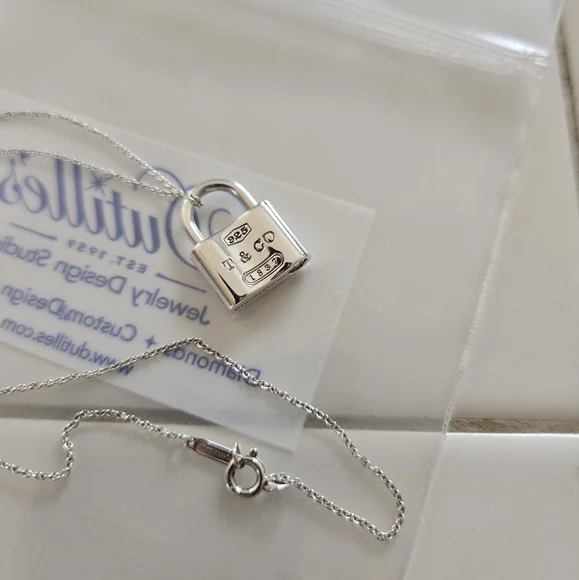 Pristine Authentic Tiffany & Co. Padlock Charm Pendant Necklace - Picture 1 of 13